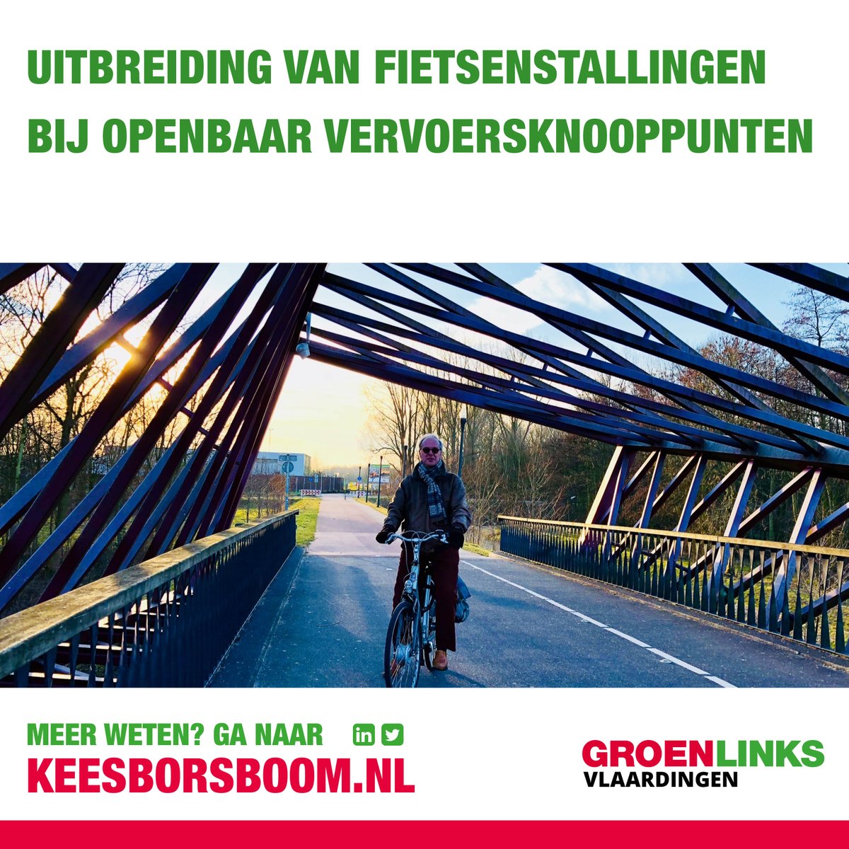 Met de fiets naar het trein- of busstation in Vlaardingen en daar de fiets #veilig kunnen stallen? Daar zet ik mij voor in! Middels inzet van bewakingscamera's en goede verlichting bit.ly/KBFietsenstall… #GroenLinksVlaardingen #speerpunten #KeesBorsboom #lijst10 #plaats9 #GR2018