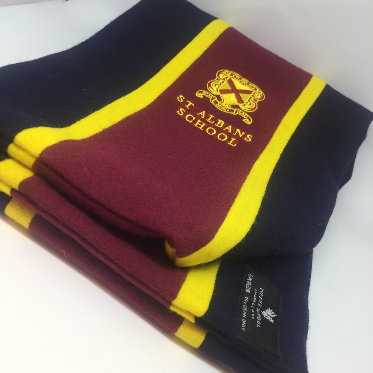 Impamark's tweet photo. Impamark can supply a range of branded clothing and garments for different business sectors. Here are the personalised scarves supplied to @SASHerts . Don't they look fantastic! #schoolmerchandise #brandanything https://t.co/j5RV6NrcID