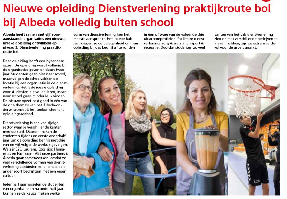 Beroepsonderwijs in de kijker. Nieuwe opleiding Dienstverlening praktijkroute bol bij <a href="/AlbedaMBO/">Albeda mbo</a> volledig buiten school. Meer weten? bit.ly/2GHE2gl