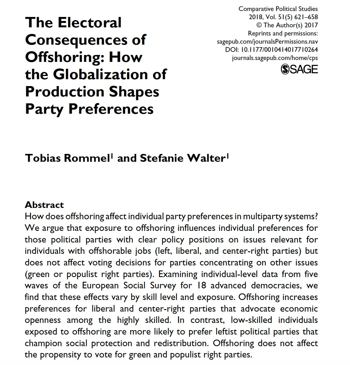 Stefanie Walter (@stefwalter__) on Twitter photo How does offshoring affect the vote? New paper by <a href="/tobirommel/">Tobias Rommel</a> and myself out in print in CPS: journals.sagepub.com/doi/abs/10.117… How does offshoring affect the vote? New paper by <a href="/tobirommel/">Tobias Rommel</a> and myself out in print in CPS: journals.sagepub.com/doi/abs/10.117…