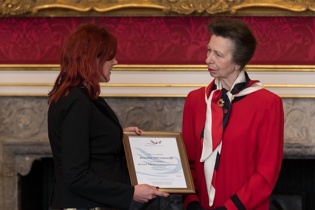TTG_Shelter's tweet photo. Fantastic image of our @cgmprobation Team Leader Rachel O'Connor collecting her @ButlerTrust commendation from the Princess Royal. To find out more about the innovative work Rachel has driven with @TTG_Shelter at #HMPStyal and #HMPRisley follow this link: https://t.co/OmxiYPFF71 https://t.co/BkXaT1vGAf