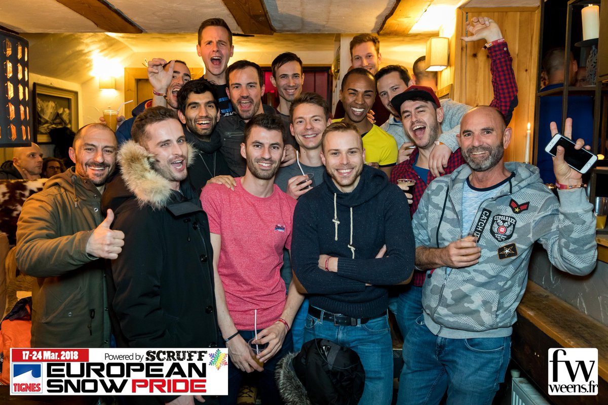 EuroSnowPride's tweet photo. Day 1: Guest reception, Welcome cocktail at Coffee and Welcome party at Drop Zone
European Snow Pride 2018 Powered by @scruffapp , Tignes, 17-24 March
#gayskiweek #snowpride
Pictures by Franck Weens https://t.co/NxgOjMHH77 https://t.co/22BWkM4Em1