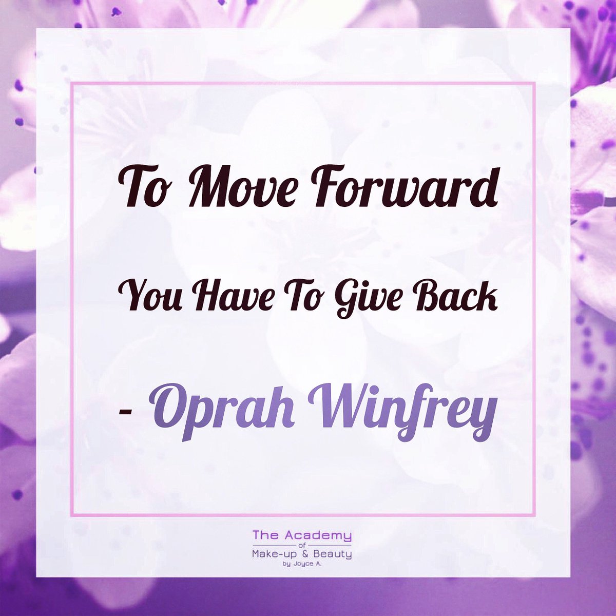 AcademyMUA's tweet image. Monday brings new possibilities. To kick start your week we have a great quote from #Oprah 💜😊 #foodforthough #makeithappen #moveforward #mondaywords