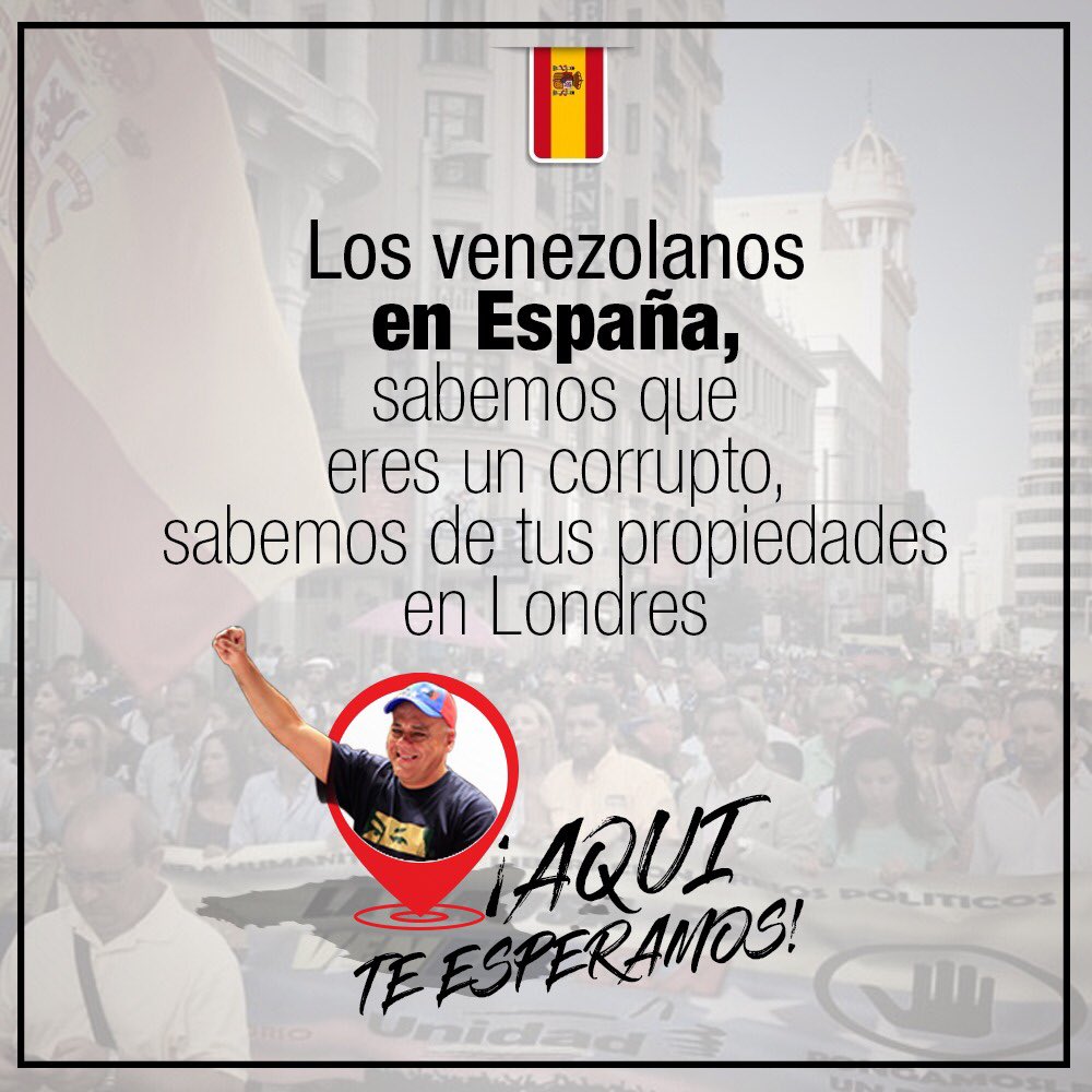 UnidadMadrid's tweet photo. EL FRENTE AMPLIO POR VENEZUELA SOLICITA RESPETUOSAMENTE AL GOBIERNO DE ESPAÑA NO RECIBIR A UNO DE LOS PEORES CRIMANES DE LA NARCO DICTADURA REPRESIVA DE VENEZUELA.
TE ESTAMOS ESPERANDO, CORRUPTO!!! https://t.co/63uDT4uRAf