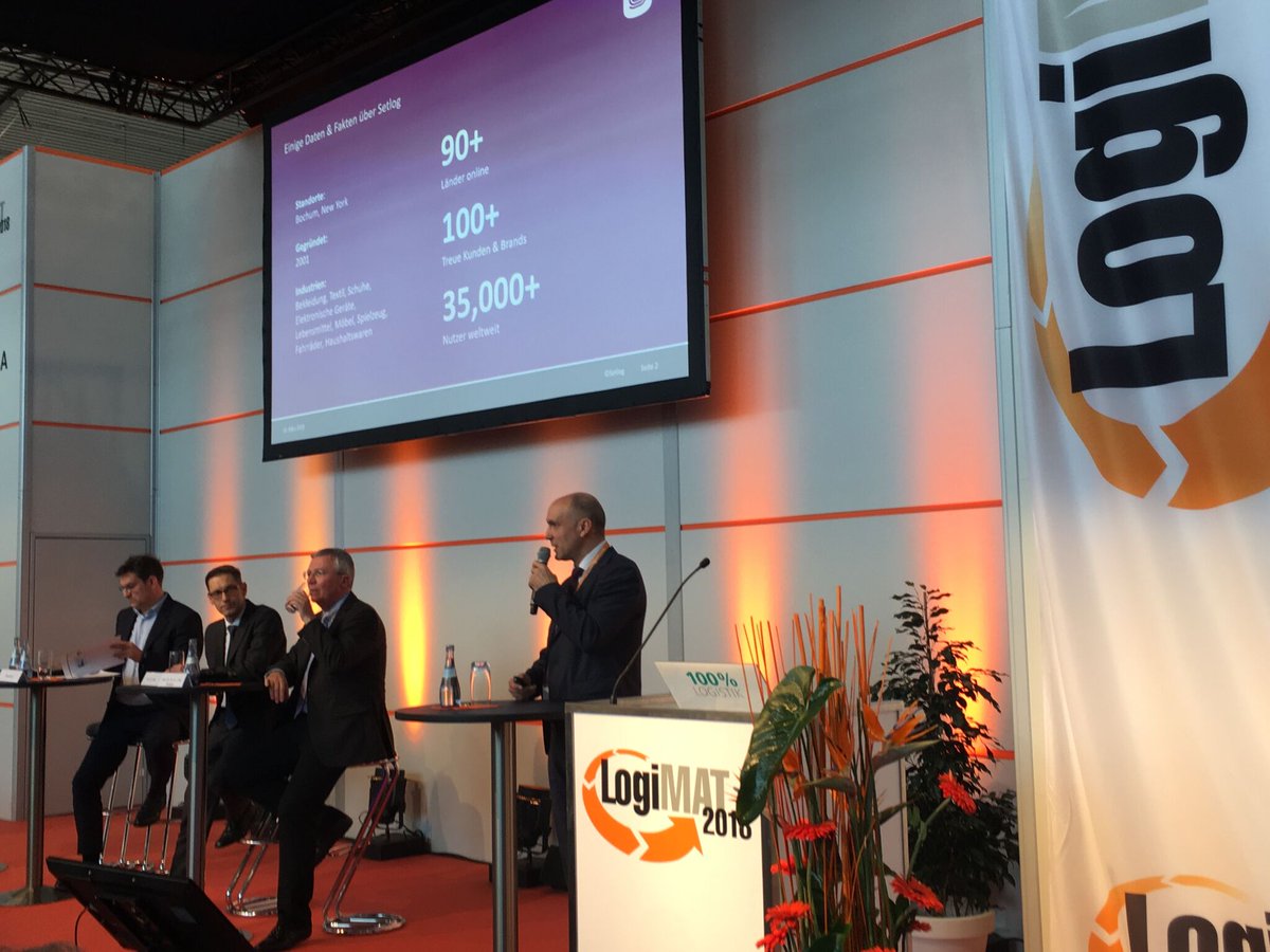 SetlogGmbH's tweet photo. Last weeks @LogiMAT_Messe was a huge success. Setlog's co-founder Ralf Düster talked about the vision of a multi-hub in the interaction of various platforms along the holistic #supplychain. 
Thank you for the fantastic pictures! We're looking forward to next year. #logimat2018 https://t.co/QtKMuPVXqY