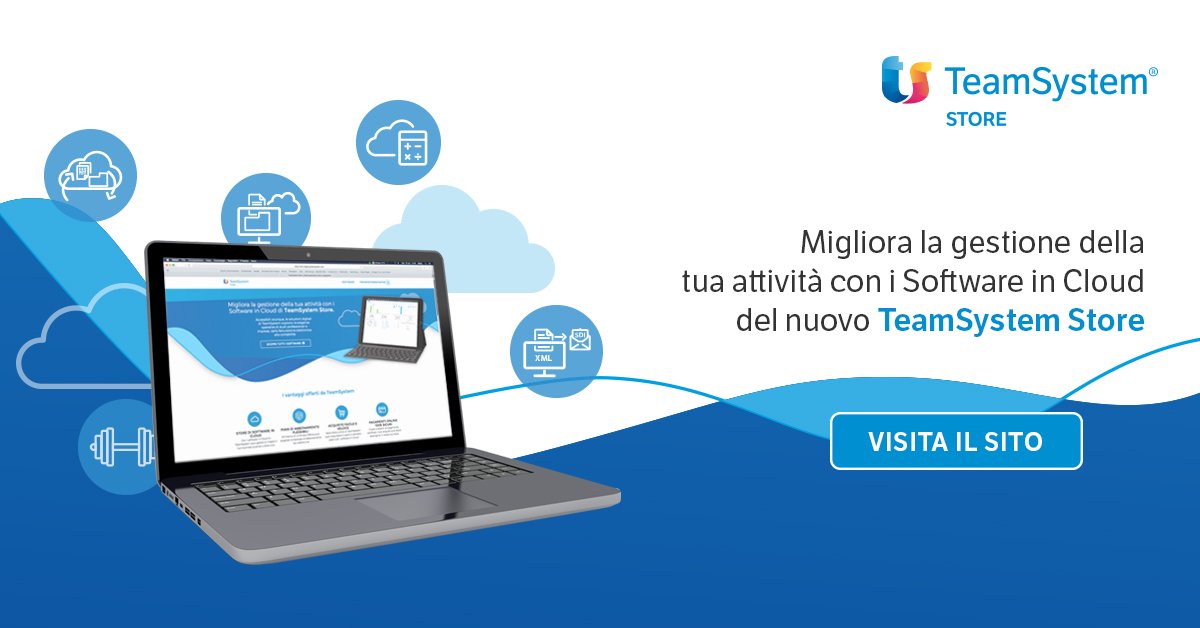 TeamSystemSTORE's tweet image. #fatturazione, #contabilità, #conservazione e molto altro da qualsiasi dispositivo grazie ai software in Cloud di TeamSystem STORE.
Scopri le piattaforme multi device utilizzabili da pc, tablet e smartphone.
teamsystem.com/store/ 

#TeamSystemSTORE