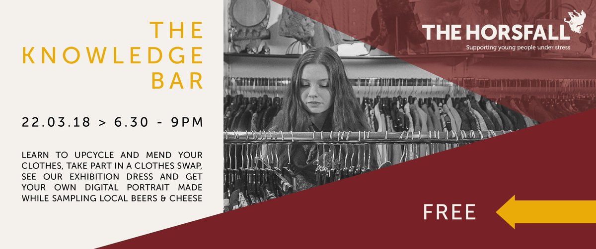 TheHorsfall's tweet photo. At our next #knowledgebar you can…
Try delicious @marblebrewers beers
Clothes swap and upcycle with @StitchedUpUK
Have your own digital portrait done
And see our #DRESS exhibition
22.03.18
6.30-9pm
FREE https://t.co/x24ut0IjF2