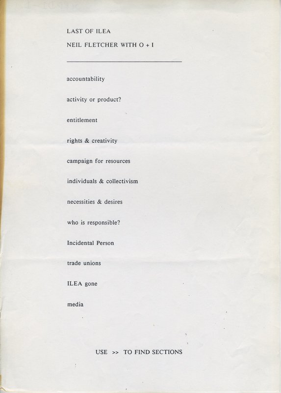 Last of ILEA [O+I] C.1990. 
Neil Fletcher with O+I interview subject headings for video.
View and explore the #SERPreactivated archive here archive.peckhamplatform.com