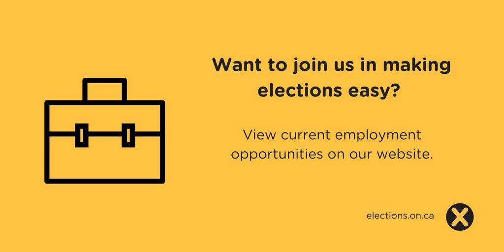 ElectionsON's tweet photo. Want to join us in making elections easy? Elections Ontario is hiring! See our current employment opportunities here: https://t.co/GYcd7WyAYt #GetAJob #WorkInElections #WeMakeVotingEasy https://t.co/TWXLU0RqUT
