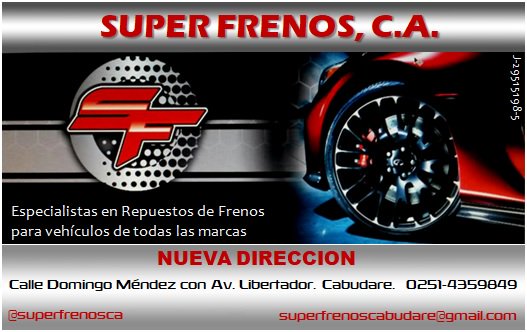 SUPERFRENOSCA's tweet photo. Les recordamos donde estamos ubicados. Abiertos de lunes a viernes de 8am a 4:40pm y Sabados de 8am a 12pm. #SuperFrenos #repuestos #frenos #Cabudare https://t.co/RGySbxhfHR