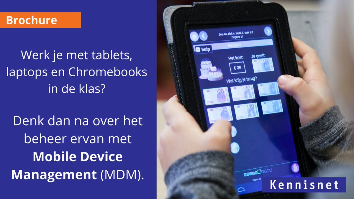 Hoe beheer je tablets, laptops en Chromebooks op school? Mobile Device Management (MDM) biedt uitkomst! Weten hoe je dat doet? Lees de brochure voor meer informatie: kn.nu/682pa