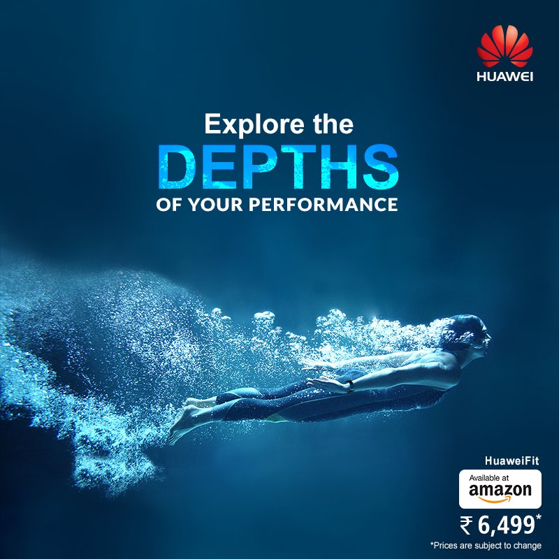 HuaweiIndia's tweet photo. Run in the rain or take a swim to push your potential because the #HuaweiFit can withstand water pressure of upto 50 meters! Get yours now: https://t.co/7fwdvvHXGN https://t.co/Lu7wJpKU7f
