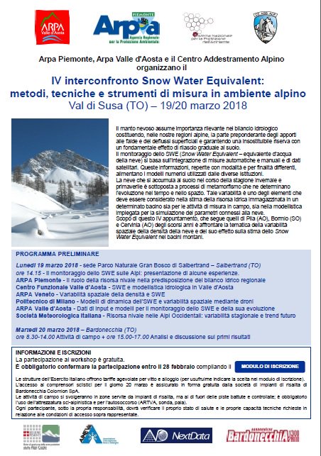Iniziano tra poco a Salbertrand (TO) i lavori del IV intercontronto Snow Water: metodi, tecniche e strumenti di misura in ambiente alpino arpa.piemonte.it/news/due-giorn… #neve #valanghe