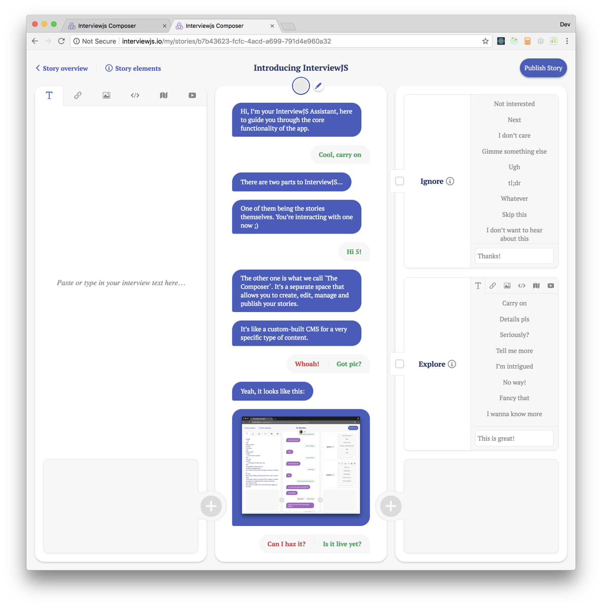 piotrfonte's tweet image. Testing @interview_js extensively these days. Today I’m drafting one of the very first #interviewjs stories out there—shortly before everyone starts composing their own, that is!