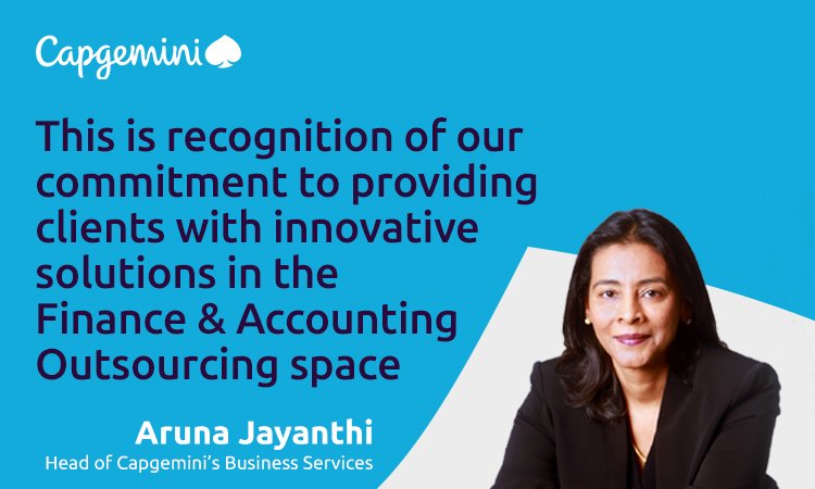 CapgeminiBusSvc's tweet photo. Badge of honor! Capgemini named a leader in #Finance &amp; Accounting Outsourcing in the 2018 @EverestGroup #PEAKMatrix report. Download the report here. https://t.co/SNkDcYsPjf https://t.co/FCCsbKGbkJ