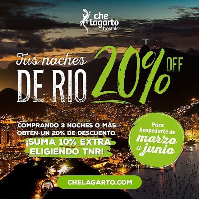 chelagarto's tweet photo. Tus noches de Río 20% OFF. Comprando 3 noches o más obtén un 20% de descuento. ¡Suma 10% extra eligiendo TNR! Para hospedarte de Marzo a Junio. Reserva ahora!
#riodejaneiro #riodejaneiroinstagram #riodejaneirotop #riodejaneirotrip #riodejaneirogram #che… https://t.co/kIu54EyyGs https://t.co/y2s70wDse7