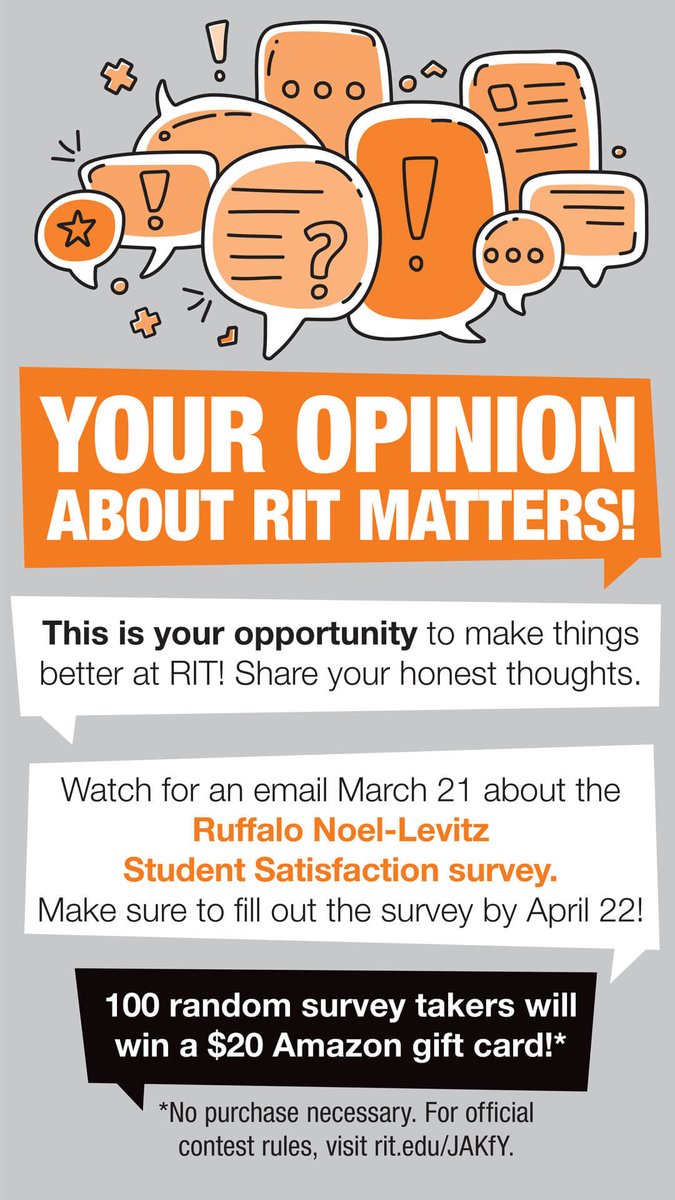 Rit On Twitter Look Out For An Email On March 21st For A Link To The Ruffalo Noel Levits Student Satisfaction Survey This Survey Is For All Students And An Opportunity To Give