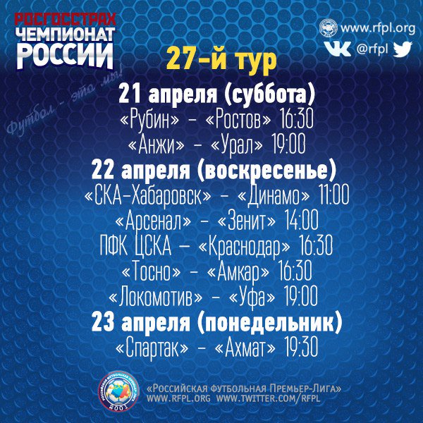 Российская Премьер-Лига on Twitter: "РОСГОССТРАХ Чемпионата России по ...