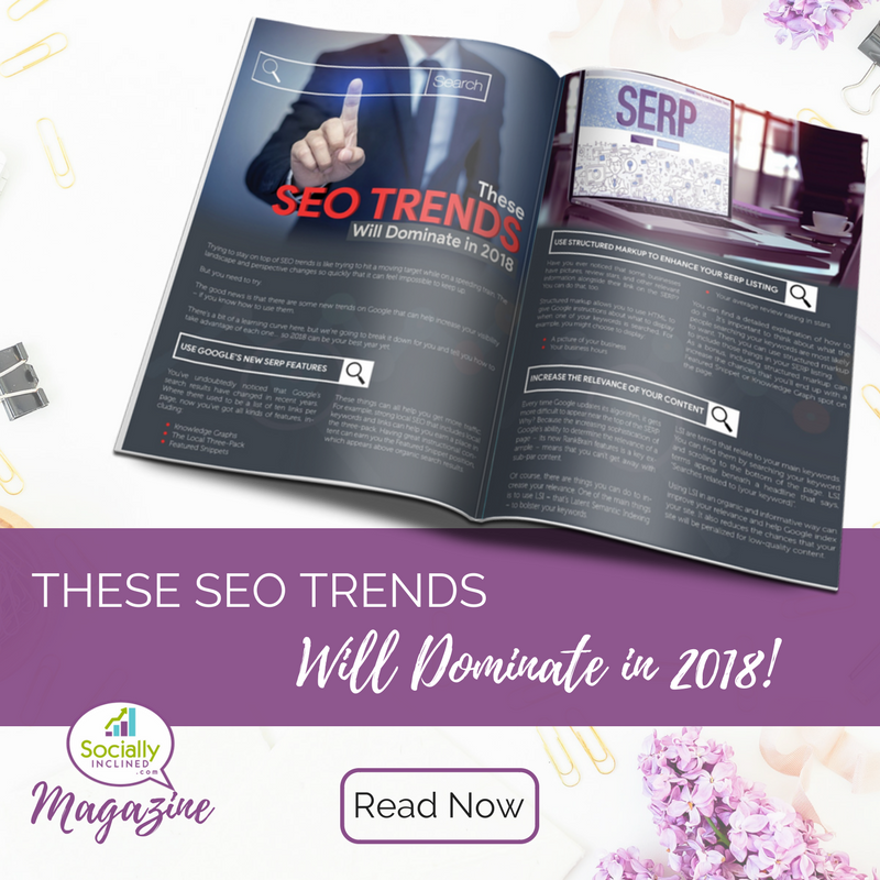 SocIncJulie's tweet photo. Hi there! It's MAGAZINE Monday! 😃 Check out this article from the MARCH 🍀 Edition (Vol 39) of our Socially Inclined Magazine! 

This week, we share 7 trends for SEO that will dominate the rest of 2018!  ... https://t.co/WYYJmO13vI https://t.co/FWXKKXWBE4 https://t.co/dTTfPE3Tm1 https://t.co/W63X8QVLJv