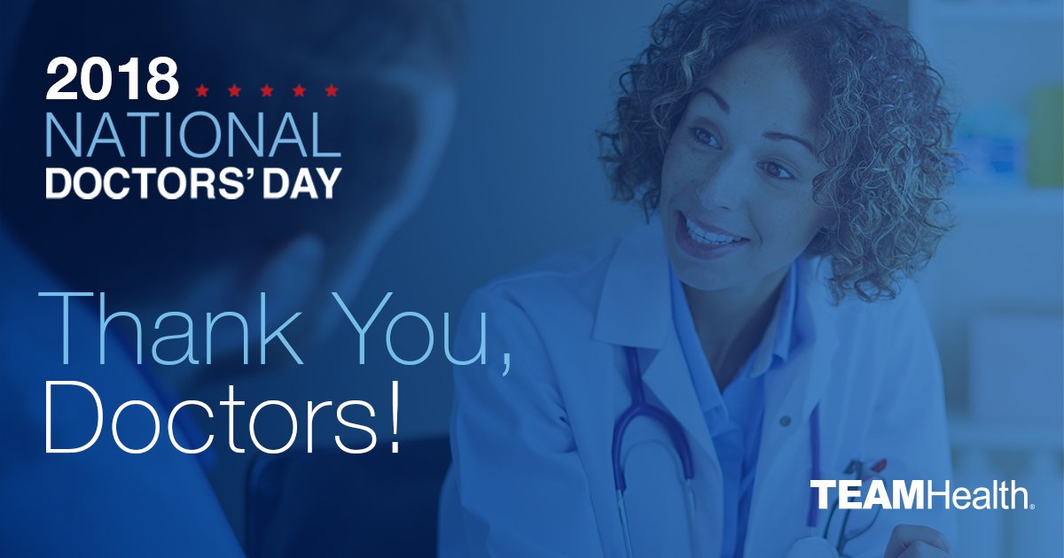 JoinTeamHealth's tweet image. In honor of National #DoctorsDay 2018  several @teamhealth physicians share personal stories of why they wanted to become a doctor and who has inspired their career in medicine. ow.ly/bIMy30j1TCl  

Why did you become a doctor? Share YOUR story here! teamhealth.com/doctorsday