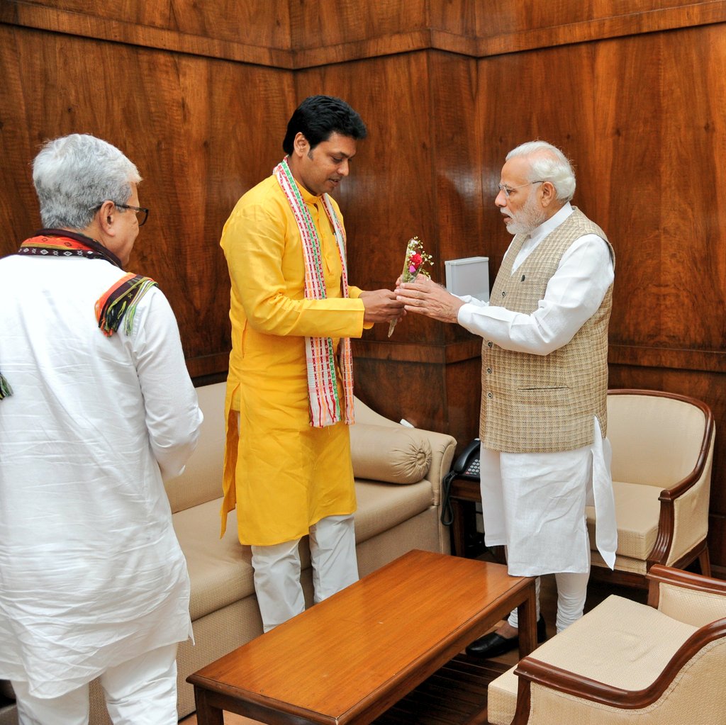 BjpBiplab's tweet image. Venerated to call on Hon&apos;ble Prime Minister Shri @narendramodi ji along with Dy CM Shri Jishnu Dev Varma ji. Will leave no stones unturned to fulfill YOUR vision of thriving New Tripura.