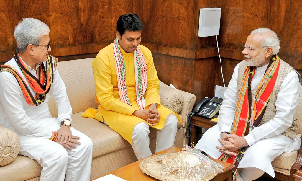 BjpBiplab's tweet image. Venerated to call on Hon&apos;ble Prime Minister Shri @narendramodi ji along with Dy CM Shri Jishnu Dev Varma ji. Will leave no stones unturned to fulfill YOUR vision of thriving New Tripura.