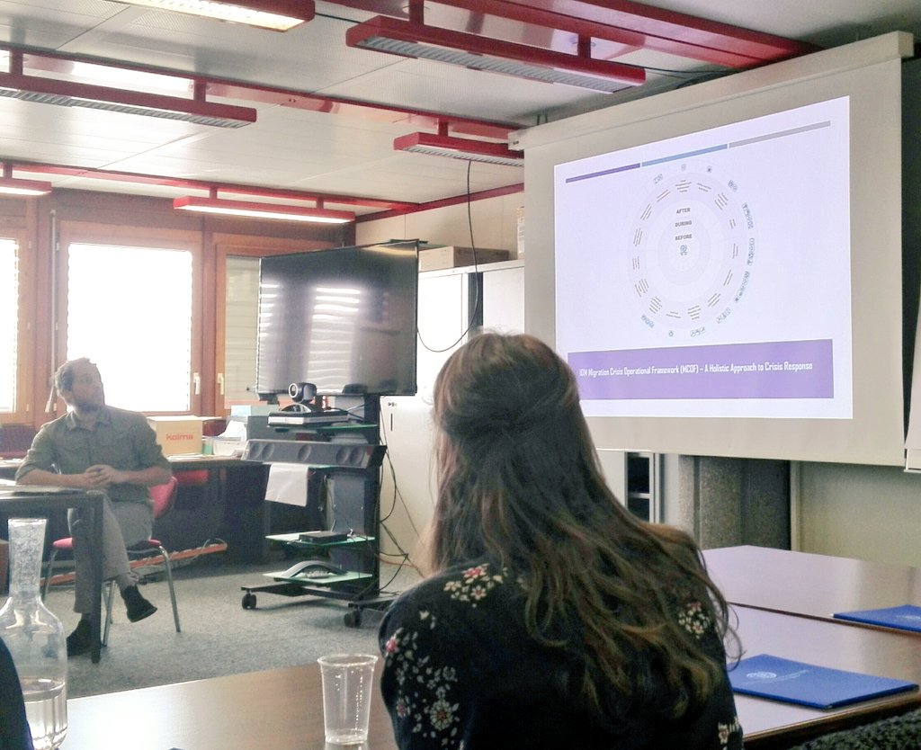 Next up was the <a href="/UNmigration/">IOM - UN Migration 🇺🇳</a> giving us the latest news on their work in the field. #migration #hottopic #iom #migrationcrisis