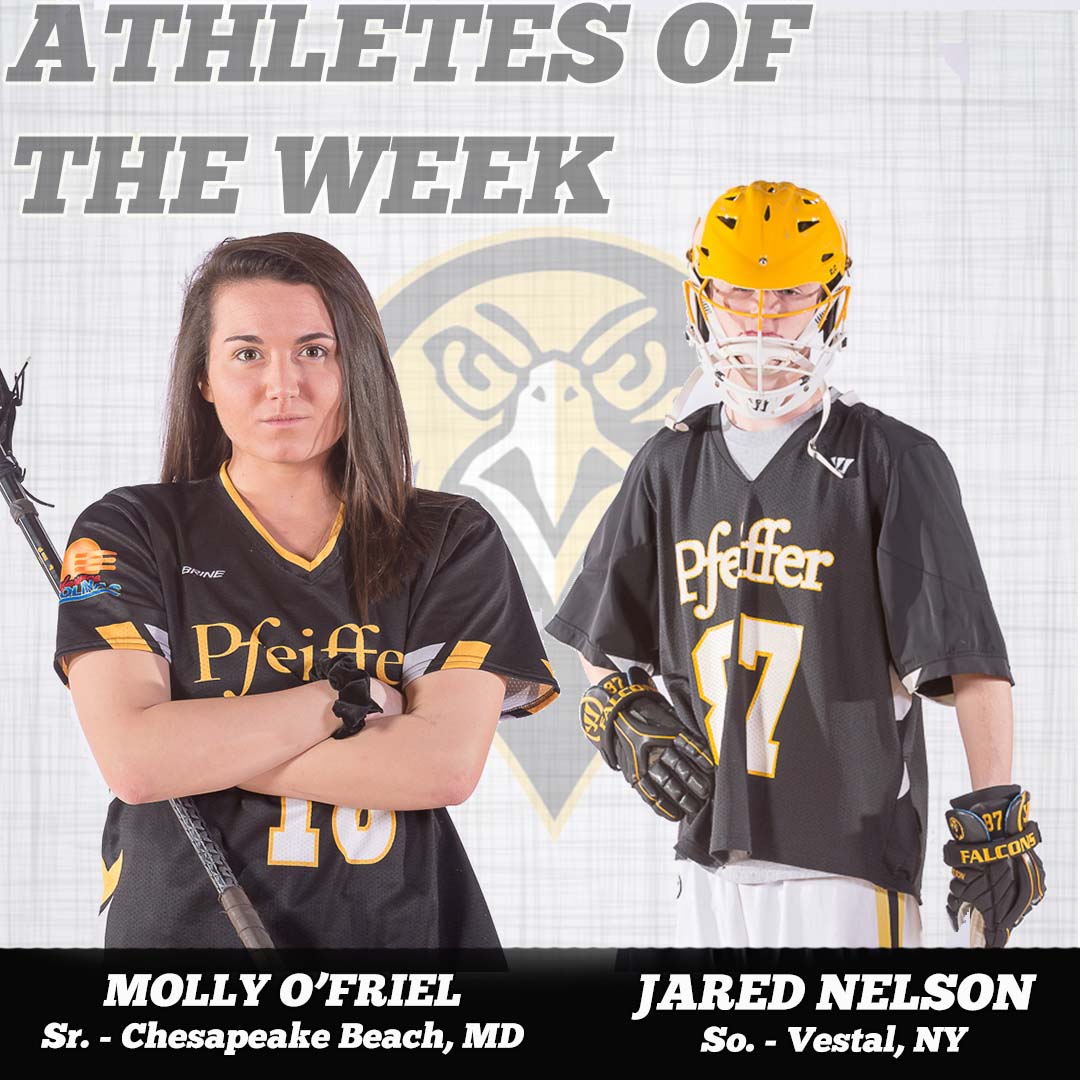 A pair of laxers highlights this week's Pfeiffer Athletes of the Week! Congrats to Molly O'Friel and Jared Nelson. #GoFalcons