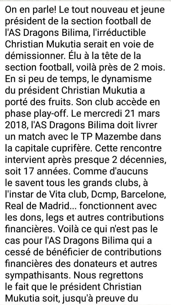 MichaelTshi's tweet photo. TP Mazembe Vs AS Dragon. AS Dragon risque de perdre par fortait. AS Dragon a besoin de l'aide des donateurs et des sympathisants. Hôtel de ville qui devrait assurer les frais de déplacement jusqu'à présent n'a rien fait. https://t.co/qhtRW8mfSU