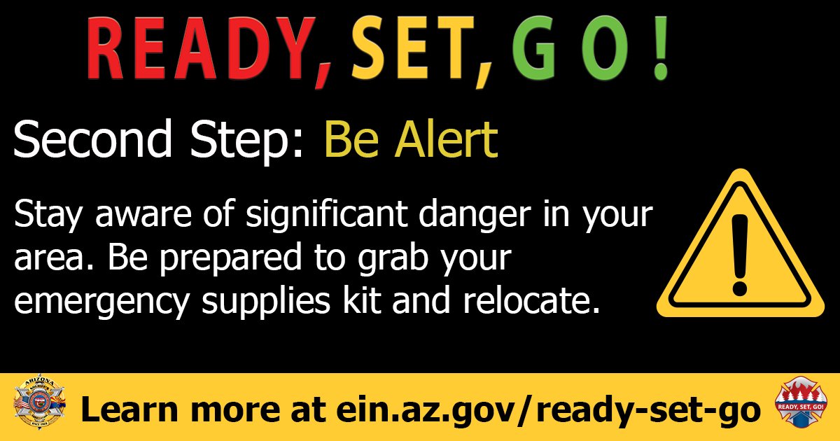 Follow the order! The second step is SET. #BeAlert and grab your emergency supply kit with the 5 P’s. #ReadySetGoAz