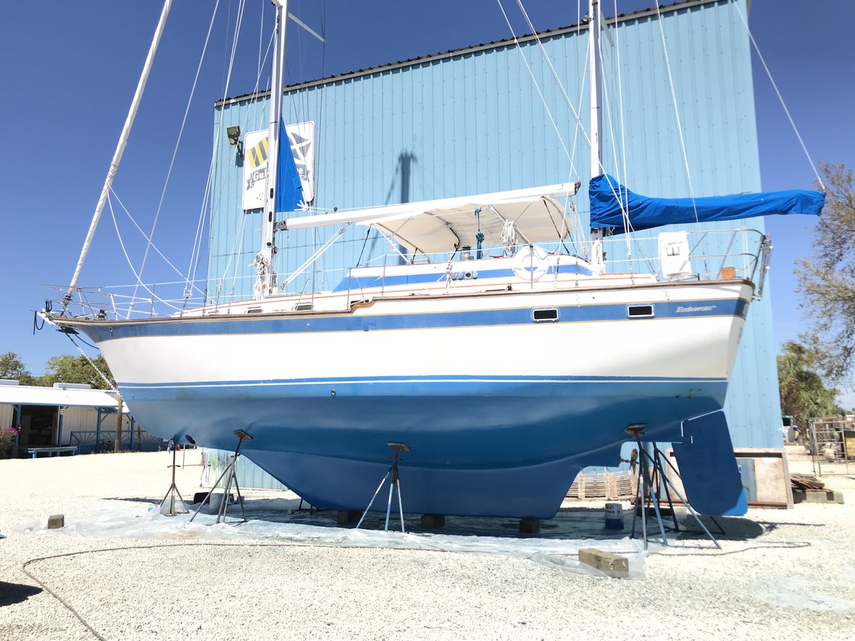 CellGrasp's tweet photo. Heading down to "splash" Panacea at 1 pm. today. New bottom paint, and a new #sidepower bow thruster. Will be nice to get her back on the Gulf of Mexico #sailing into the #sunsets Have an amazing day my friends. Treat each other well and feel your growth. Capt. Paul @CellGrasp https://t.co/v9owZjn9PQ