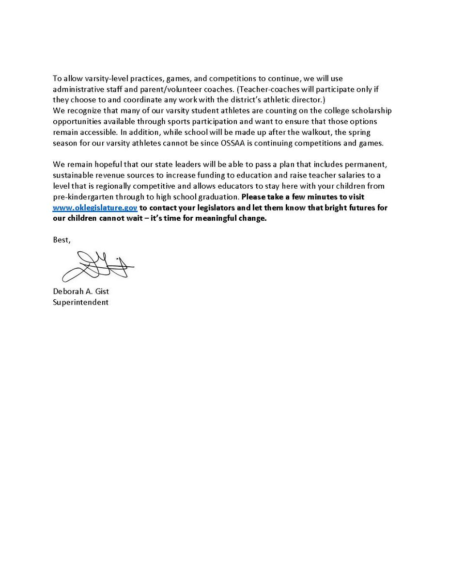 Please take a moment to read this important message from Superintendent Deborah Gist.
