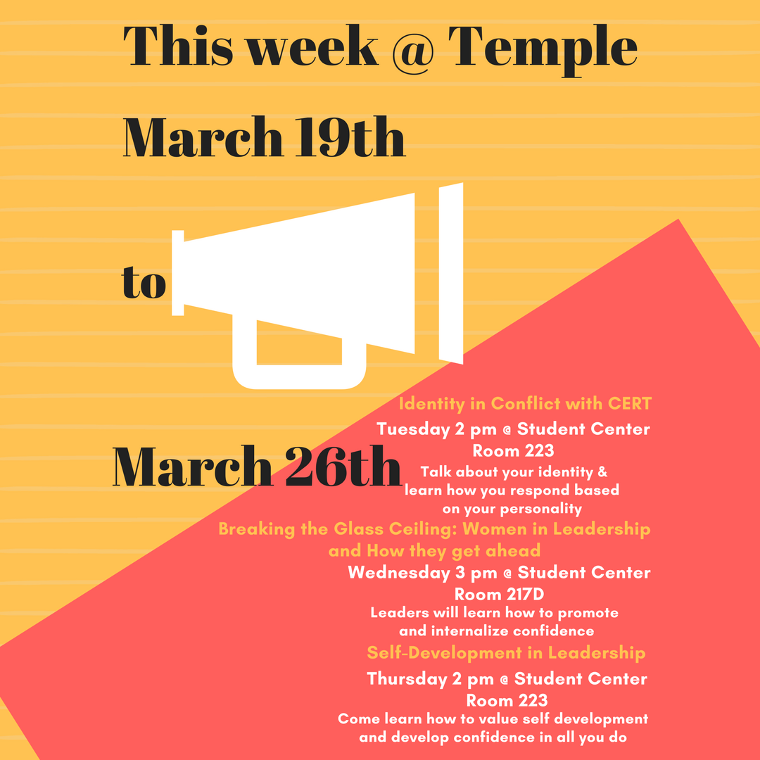 TUJWhite's tweet photo. Having fun with March Madness? Here are some events happening @ Temple this week! https://t.co/qQFG08jNCv