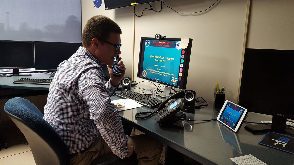 Andrew is updating our core partners for the risk of severe weather today. Be sure to stay aware of the latest forecast, have a plan, and have multiple ways to receive our warnings! #hunwx