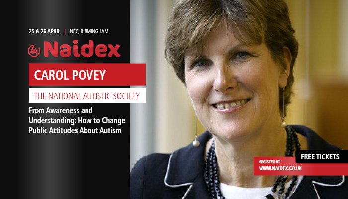 Autism remains a relatively misunderstood topic by the general public. In this thrilling talk at #Naidex44 <a href="/CarolPovey/">Carol povey</a> will outline how the National Autistic Society have achieved a shift in attitudes and what challenges still remain. bit.ly/2pmVNJi #WeAreAble