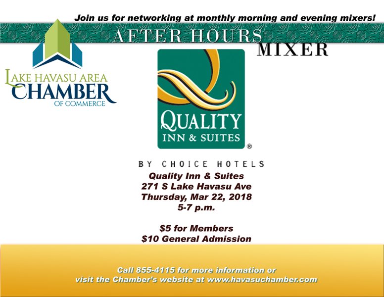 HavasuChamber's tweet image. Chamber mixer this Thursday! This is the perfect opportunity to market your business and make some new connections. Or just say hello to everyone! #havasuchamber #chambermembersrock #NetworkingIsFun