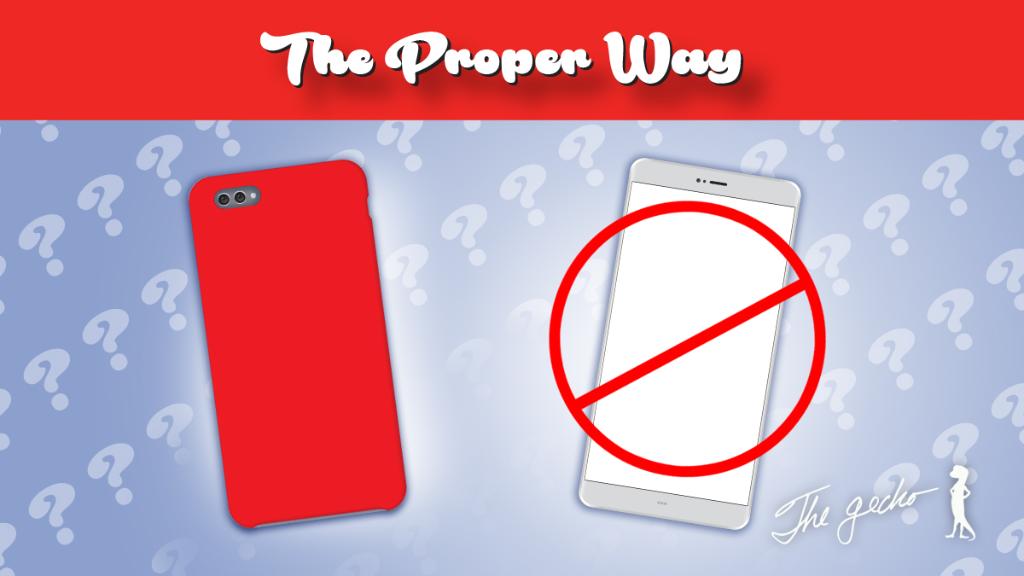 TheGEICOGecko's tweet image. Good protection is essential. That's why I use a case for my phone. It's the proper way! #PhoneCase #NoPhoneCase