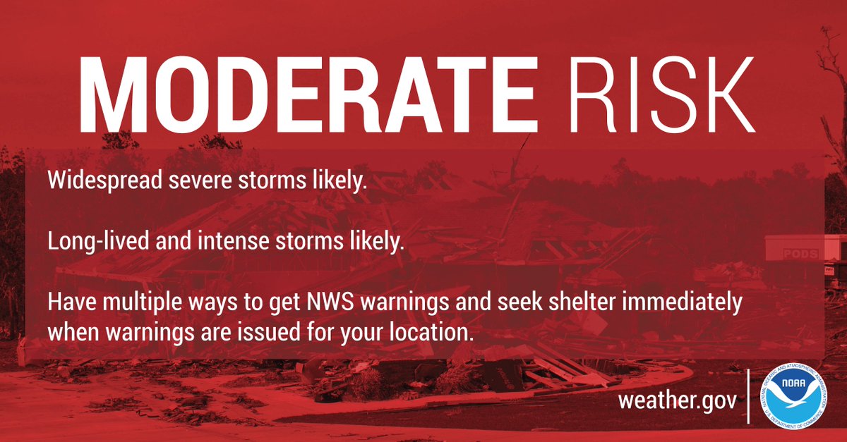 An increasing threat for tornadoes this afternoon across northern AL and parts of TN, GA, and MS has lead to an upgrade to a Moderate risk from <a href="/NWSSPC/">NWS Storm Prediction Center</a>. If you live in these areas, monitor local NWS offices and media partners for updates as these storms develop this afternoon