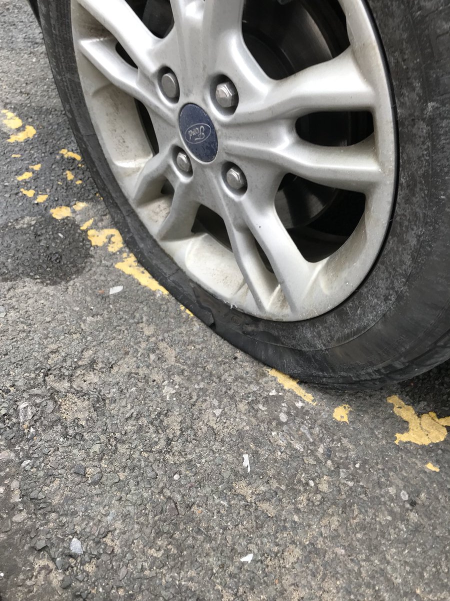 So my tyre got stabbed in Gravesend today😭