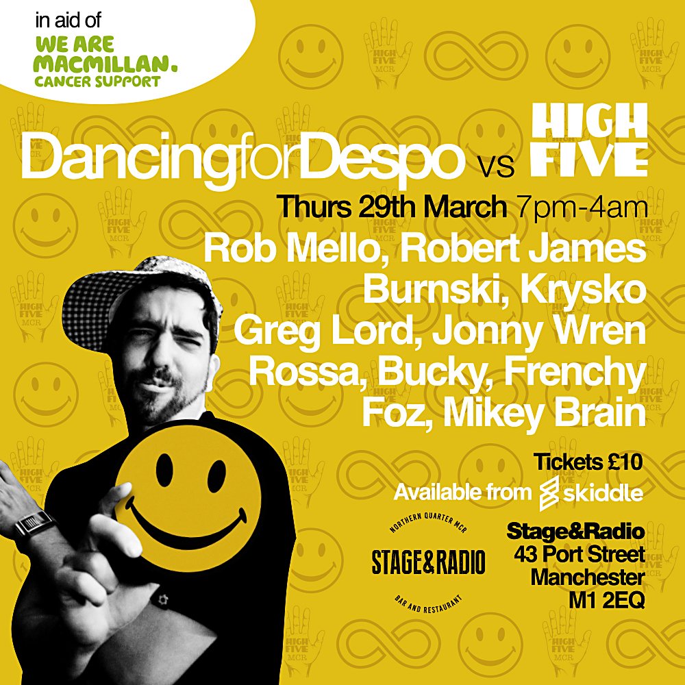 ... @DancingforDespo gets a High Five from the City of #Manchester... Dancing for Despo vs High Five in aid of @macmillancancer @stage_radio_mcr Thursday 29th March, all you need to know on link below, plus ticket link... vivamanchester.co.uk/dancing-despo-…