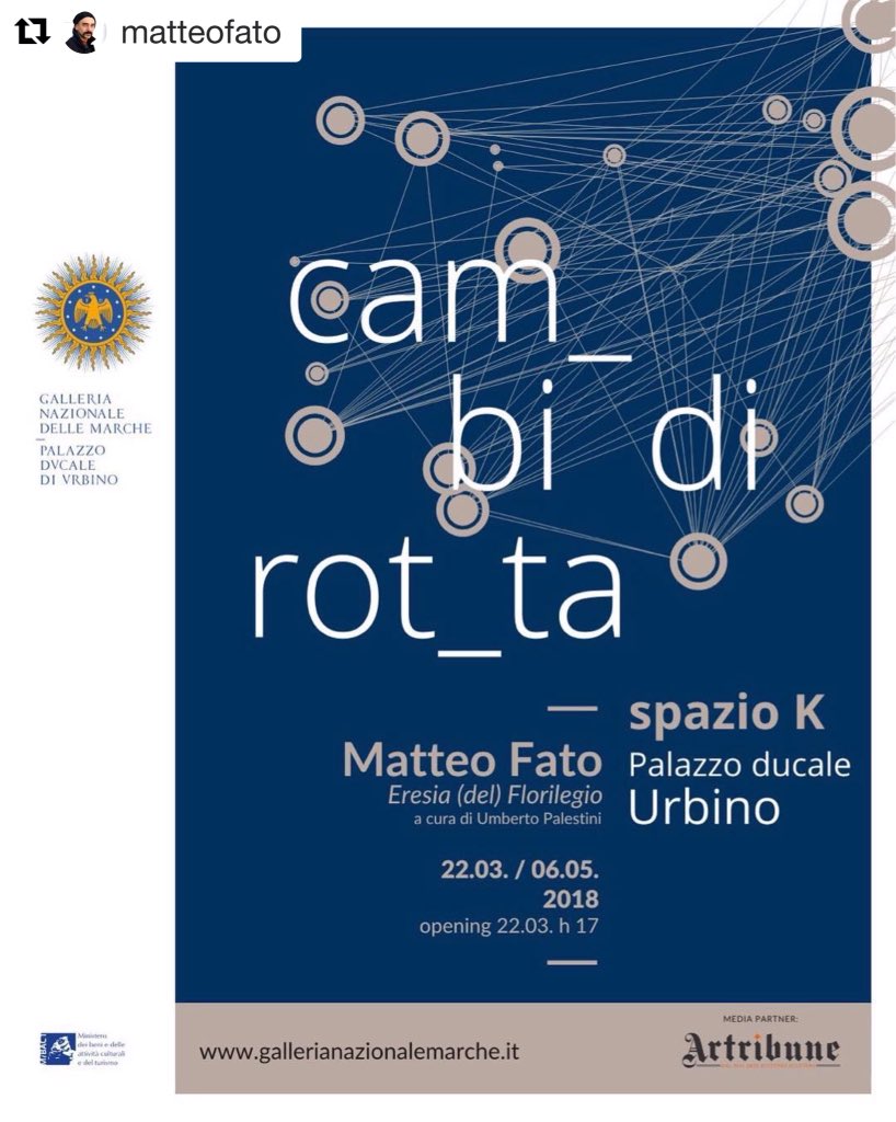 OTTOGallery's tweet photo. #MatteoFato, Eresia (del) Florilegio, curated by Umberto Palestrini, Palazzo Ducale Urbino @GNMarche, #Urbino 
#opening 22.03.2018 https://t.co/faftASqsEt #exhibition #comingsoon https://t.co/uYaUoitmkL