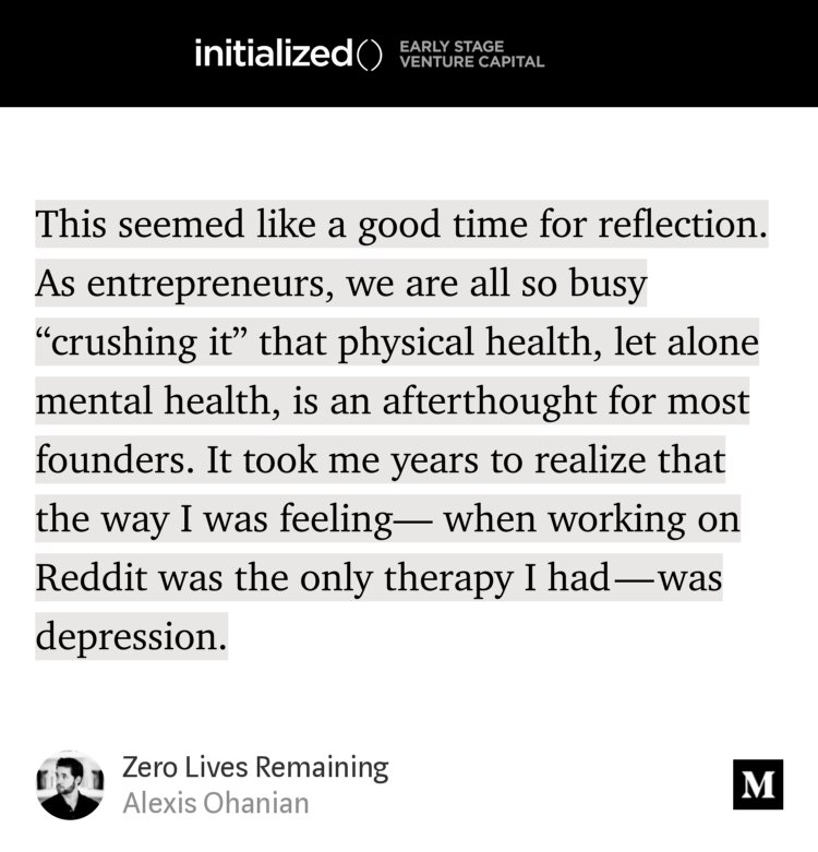 Founders are all doing themselves a disservice by failing to take care of themselves physically &amp; mentally. medium.com/initialized-ca…