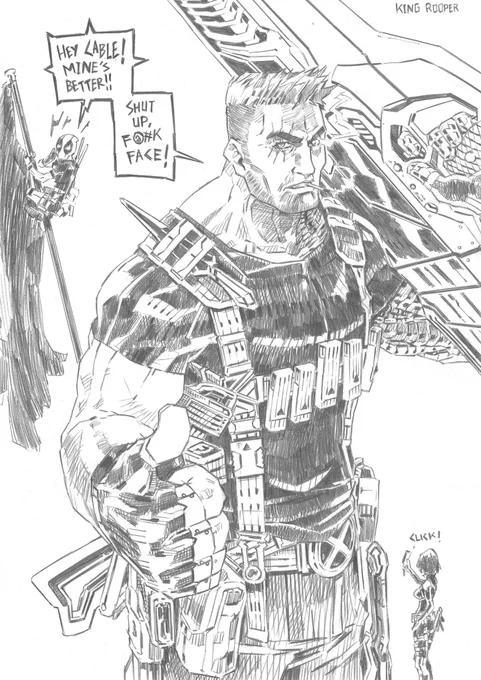 Cable, all big and rough. Macho Machine.#Cable #Deadpool #Domino #Deadpool2 #MarvelComics #FanArt #Blasters 