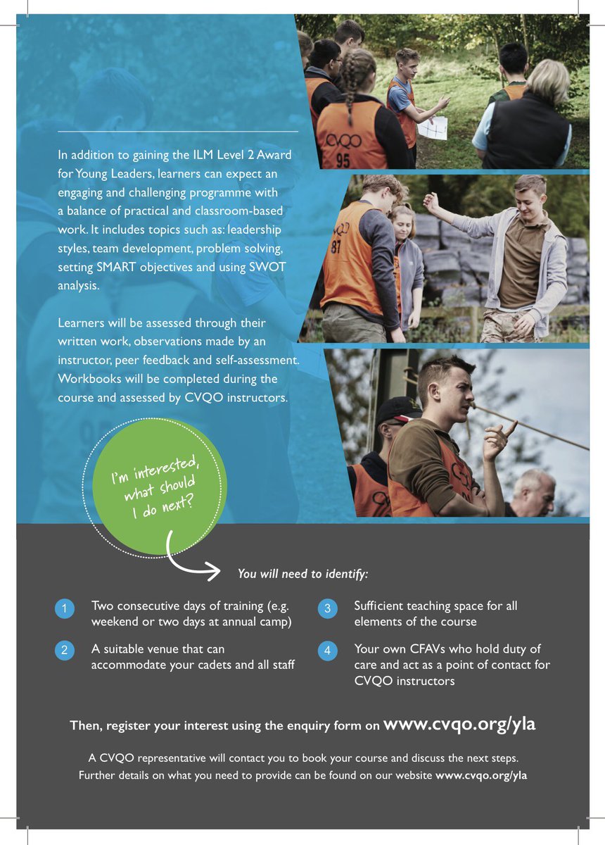 Fantastic opportunities for #SeaCadets to gain the <a href="/CVQO/">Cadet Vocational College - the new name for CVQO</a> #ILM Level 2 Young Leaders Award - find out more at: cvqo.org/qualifications… <a href="/SeaCadetsUK/">Sea Cadets</a> <a href="/Captain_SCC/">Captain Sea Cadets</a> @CVQOChiefExec @CVQO_ILM @CVQOyoungleader