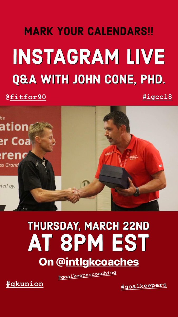 Looking forward to talking to <a href="/Jrcone/">John Cone, PhD</a> .As a former #Goalkeeper &amp; #gkcoach he has a unique perspective on the #goalkeeping &amp; #soccer in general.We'll discuss all aspects of #gktraining  @uhlsport_usa @kwikgoal #gkunion #football #portero #calcio #TORWART #GOALKEEPINGDEVELOPMENT