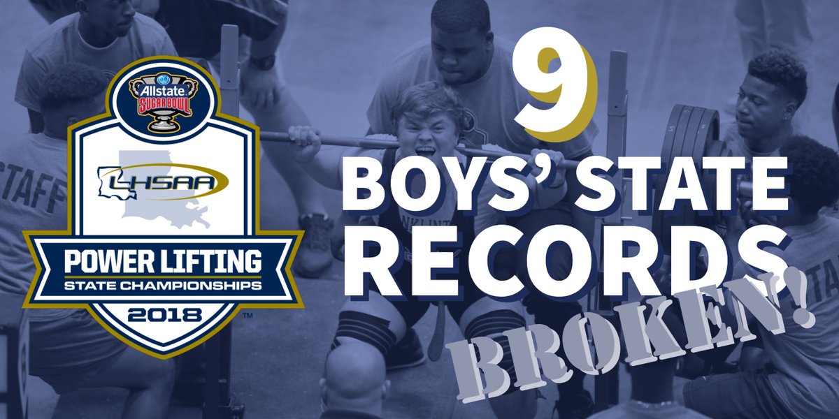 LHSAA's tweet image. This past weekend at #StatePowerlifting we had NINE boys' state records broken: 4 by Covington HS, 2 by Abbeville HS. 1 by @ArchRUMMEL, 1 by @wmrebs, and 1 by Church Point HS. GREAT JOB 💪