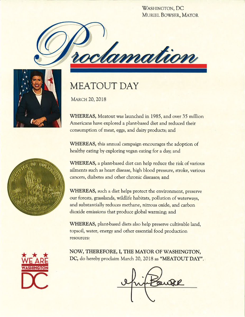 animaloutlook's tweet photo. Did you know that the cities of Ithaca and Syracuse, NY, Montgomery County, MD, and Washington DC (among others) have proclaimed March 20th “Meatout Day”? How will you celebrate #Meatout2018? https://t.co/jWDwNMNKNp