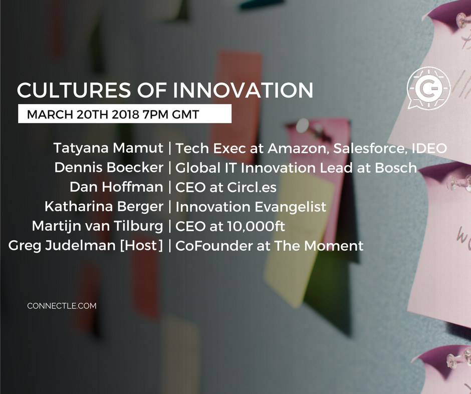 Connectle_'s tweet photo. What are you doing this time tomorrow? 
Why not join us for a conversation on building a #Culture of #Innovation. 
Register for an invite at https://t.co/WJMcLxd8vE
Great lineup of speakers. 
Intimate gathering. 
Real conversation. 
#Changeagents #ConnectedWork #NewWork https://t.co/cidpevl4hp