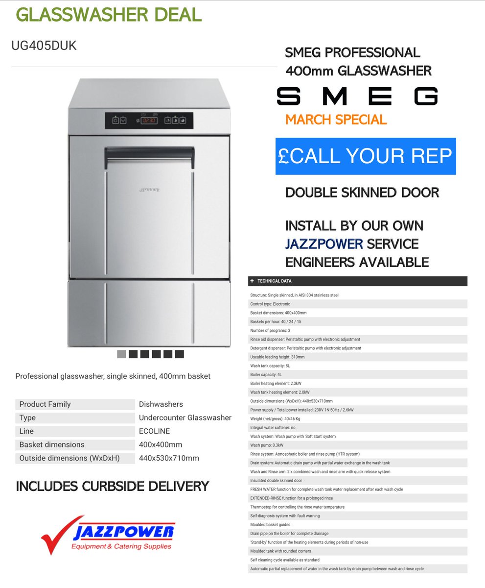 JazzpowerDevon's tweet photo. 🔹We have a Great Deal on the impressively well put together @smeguk Glasswasher🔹 
Call or email your Account Manager for more details 
or call the office on 01803 554464 🔹 
#SmegProfessional #Jazzpower #InstallAvailable https://t.co/WTsH5GIMVT