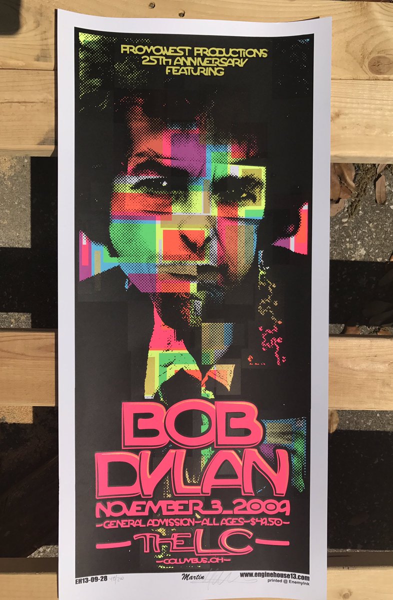 EnemyInk's tweet image. On this day in 1962, @bobdylan released his debut album. AVAILABLE NOW on EnemyInk.com is this exclusive and rare Bob Dylan screen printed poster from November 2009. #bobdylan